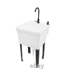 White or Black Plastic Utility Sink Laundry Tub Wash Bowl Basin Laundry Sink