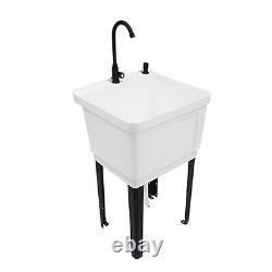 White or Black Plastic Utility Sink Laundry Tub Wash Bowl Basin Laundry Sink