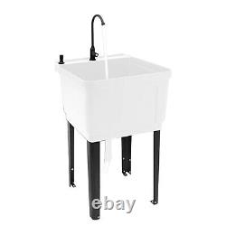 White or Black Plastic Utility Sink Laundry Tub Wash Bowl Basin Laundry Sink