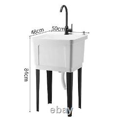 White or Black Plastic Utility Sink Laundry Tub Wash Bowl Basin Laundry Sink