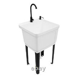 White or Black Plastic Utility Sink Laundry Tub Wash Bowl Basin Laundry Sink